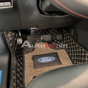 Thảm lót sàn 5D đen carbon và rối đen xám cho xe Ford