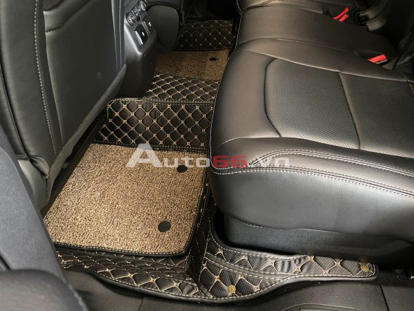 Thảm lót sàn 5D đen carbon và rối đen xám cho xe Ford băng ghế 2