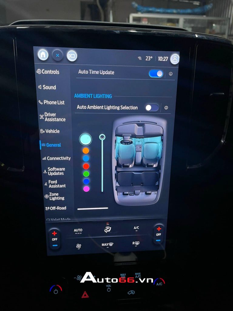 LED nội thất Ford Next Gen 7 màu chính hãng bật tắt qua màn hình trung tâm