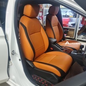 bọc ghế da xe ô tô Honda City mẫu phối 2 màu nâu bò viền đen