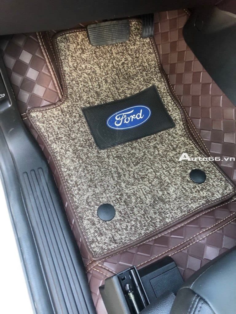 Thảm trải sàn da 360 ô tô mẫu ép vân màu nâu xe Ford