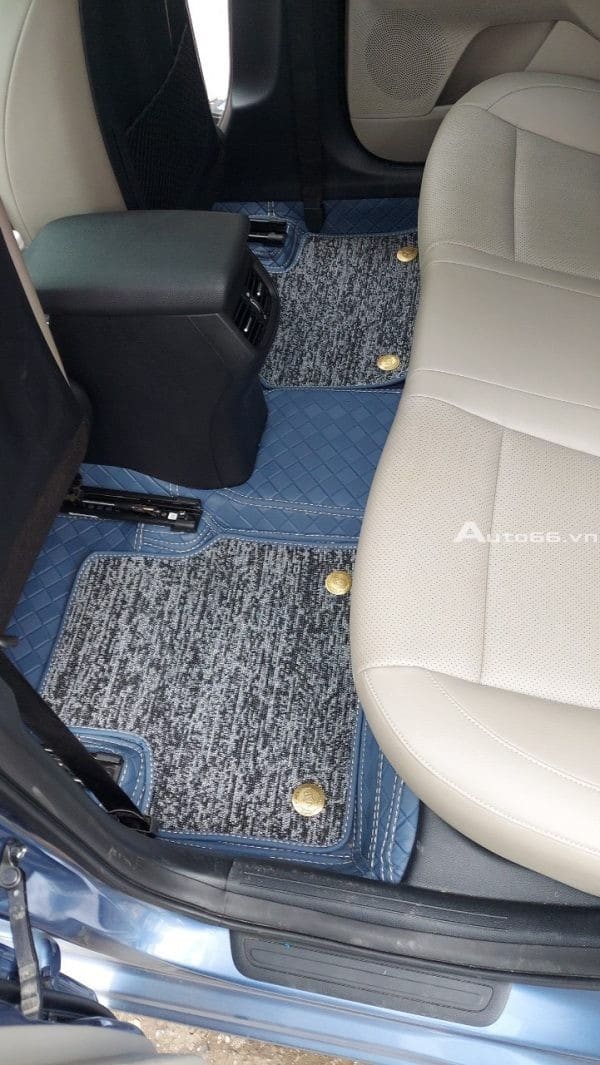 Thảm trải sàn da 360 ô tô mẫu ép vân màu xanh xe Kia