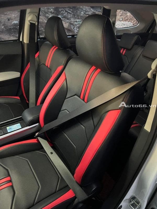 Bọc ghế da Nappa cao cấp cho ô tô mẫu đen phối đỏ