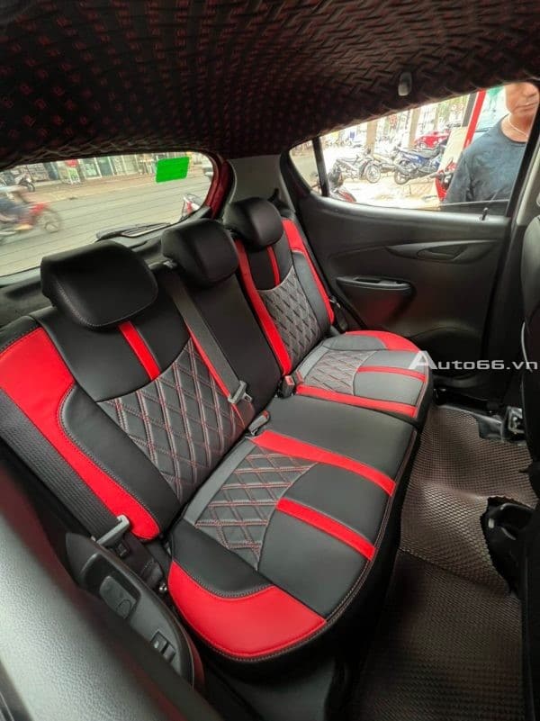 Bọc ghế da Nappa cao cấp cho ô tô Fadil mẫu đen phối đỏ
