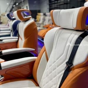 Mẫu ghế Limousine cho các dòng xe MPV và SUV mới nhất da ghế phối hai màu cam và kem sáng